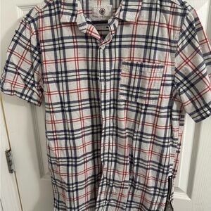 On The Byas White and Red Plaid Casual Shirt